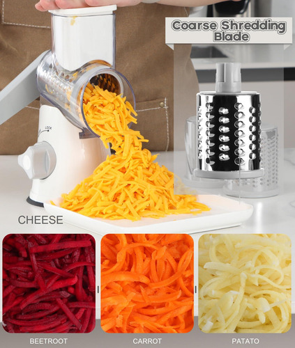 Rallador Giratorio Manual Con 3 Cuchillas Para Queso Y Fruto