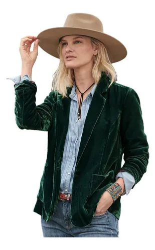 Chaqueta de terciopelo verde mujer deals