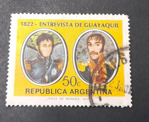Sello Argentina - 1973 La Entrevista De Guayaquil