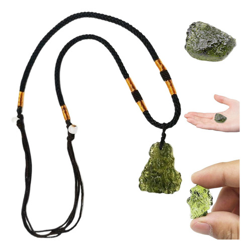 Collar De Moldavita, Forma Verde De Cristal De Moldavita