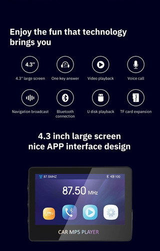 Imagen 6 de 10 de Reproductor Mp5 Bluetooth Auto Estereo Fm Usb Tf D4597bt
