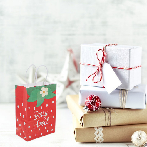 12 Bolsas De Regalo De Fiesta Con Forma De Fresa Con Asas St