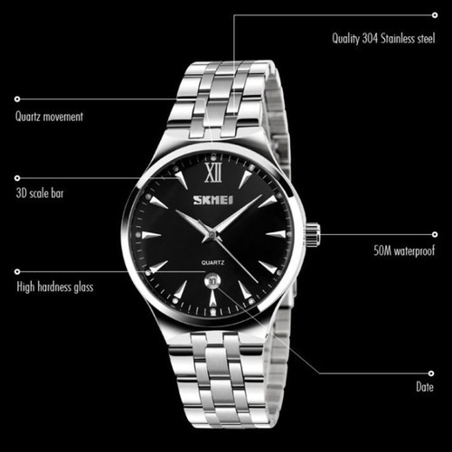 Reloj De Pareja Skmei Quartz Calendar Waterproof 2 Piezas Color Del Fondo Azul