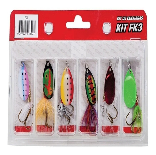 Kit 6 Cucharas Giratorias Waterdog Spinning Mosca Trucha Fk3