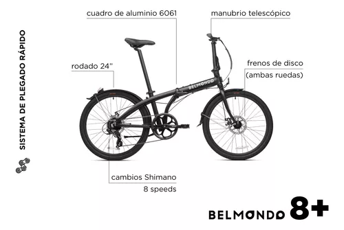 Bicicleta Plegable Belmondo 8+ Rodado 24