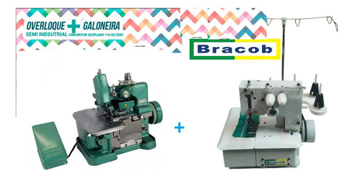 Overlock Semi + Cobertura/galoneira Semi Industrial110ou220v Cor Branco 110V