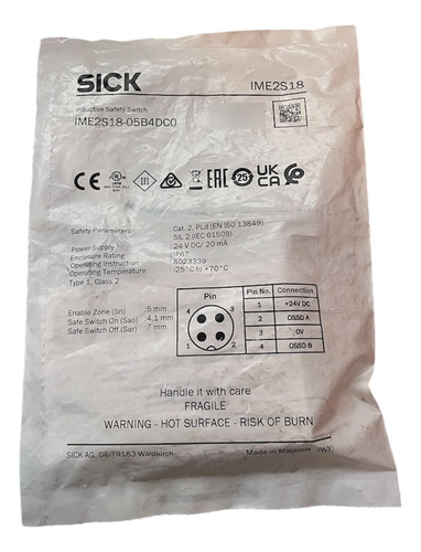 Sensor De Seguridad Sick Ime2s18-05b4dc0 24v 20ma M18