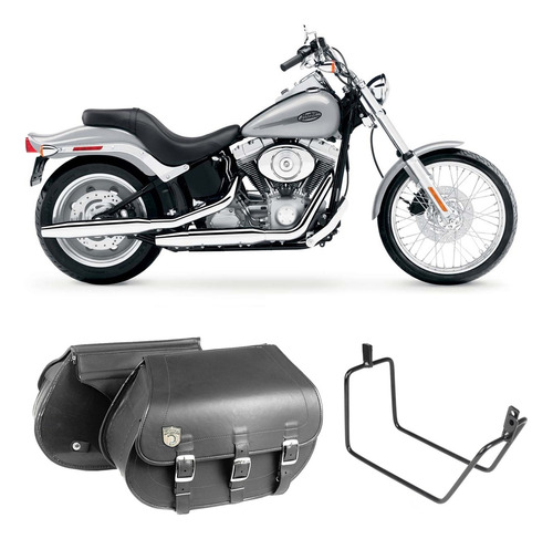 Alforge Lateral Moto 32l + Afastador Harley Softail Std/fx