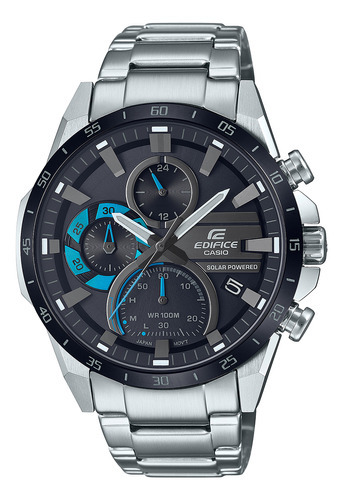 Reloj Hombre Casio Eqs-940db-1bvudf Edifice Color Del Fondo Negro Color De La Correa Plateado Color Del Bisel Negro