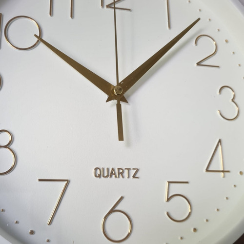 Reloj De Pared - Dorado Y Blanco