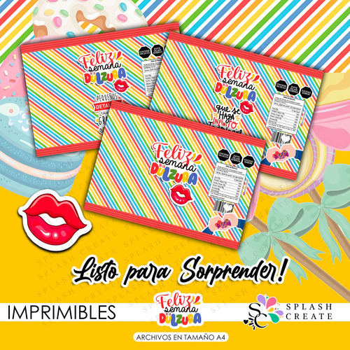Kit Imprimible Semana De La Dulzura - 9 Cajitas