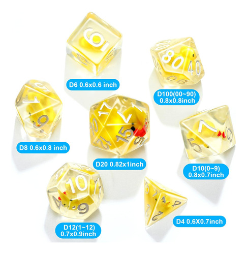 Kathfly 14 Dados De Patos De Goma, Juego De Dados Poliédrico