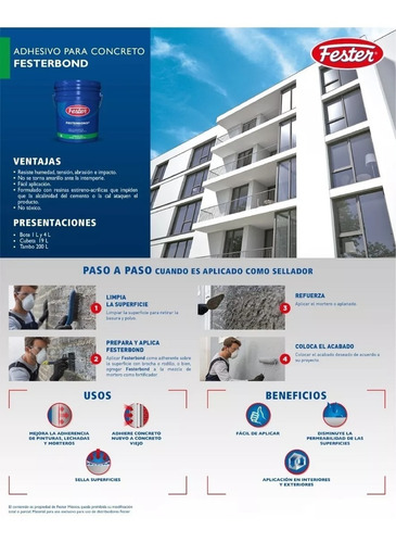 Adhesivo Para Concretos De Usos Múltiples Festerbond 4l