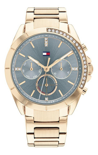 Reloj Tommy Hilfiger Mujer Acero Inoxidable 1782386 Kennedy Color de la malla Dorado Color del fondo Azul