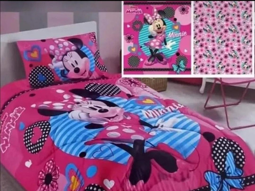 Sabanas + Plumón Reversible Minnie Mouse+ 1 Funda