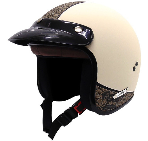 Casco Para Moto Abierto Vértigo Vintage Sutil Beige Graficas