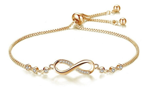 Exclusivo! Pulsera Infinito Circones Baño Oro Rosa 18 Kt