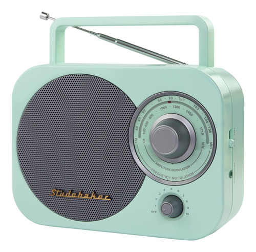 Studebaker Radio Am/fm Retro Portatil Para El Hogar Verde Me