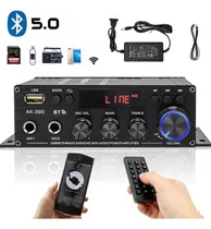 Comprar Amplificador Bluetooth Estereo Amplificador De Sonido Usb Audio Casa\u002Fautomóvil 800w Hifi 2 Canales Olika Subwoofer Baja Latencia Con 2 Tomas De Micrófono Con Fuente De Alimentación Con Mando A Distan