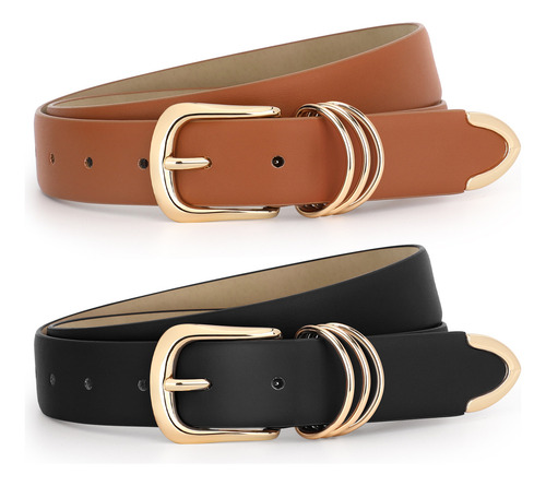 2pcs Mujer Cinturón De Elegante Joven Moda Mujer Accesorios Color Black-brown Talla 130