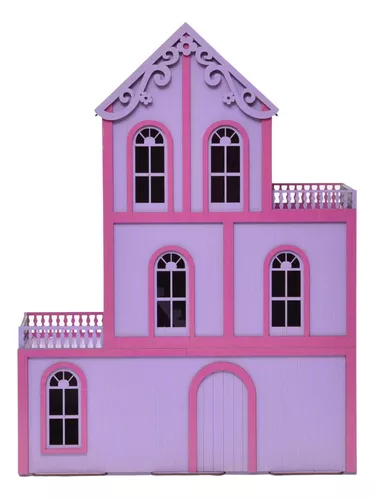 Casa Casinha De Boneca Mdf 26 Miniaturas + Rack P/ Celular Rosa - Perli  Designer