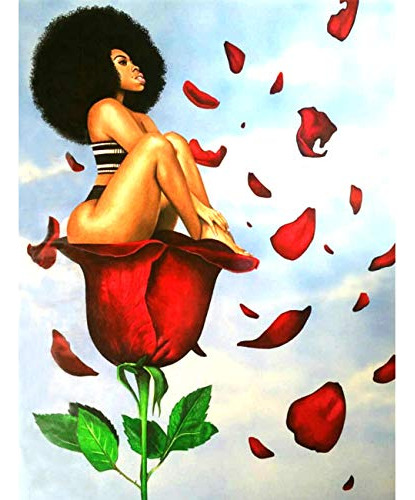 5d Diamante Pintura Cielo Rosa Mujer Africana Taladro Comple