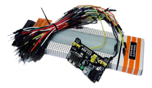 Protoboard 830 Puntos + Fuente 5v 3.3v + 65 Cables M - M