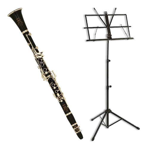 Clarinete Eagle Cl04n Sib Niquelado 17 Chaves + Estante