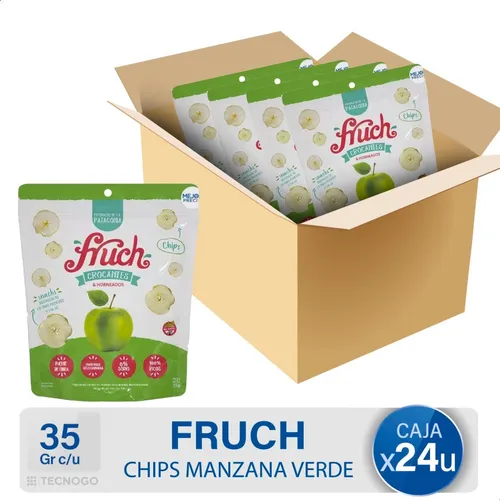 Caja Manzana Verde Deshidratada Fruch Snack Sin Tacc Dulce