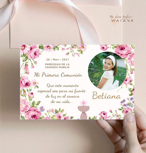 Imagen 8 de 10 de Estampas Tarjetas Primera Comunión Con Foto Nenas X 2u
