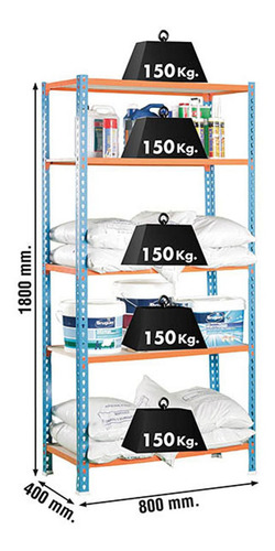 Estanteria Maderclick Mini 5/400 Azul/nja/madera Simonrack