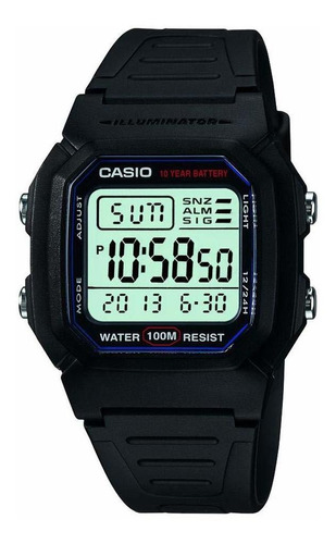 Reloj Hombre Casio W-800h-1avc Cuarzo Pulso Negro En Resina