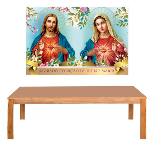 Painel Lona Banner Sagrado Coração Jesus E Maria Imaculada