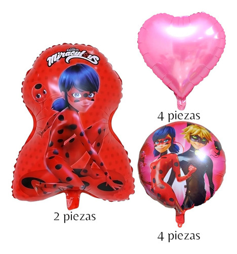Kit Globos Metalicos Lady Bug 10 Pzs Fiesta Decoracion Ladybug