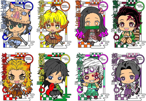 Vectores/plantilla Editable/colección Demon Slayer Chibi