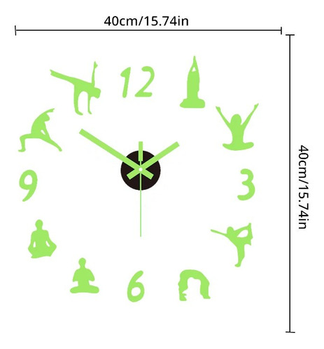 Reloj Silent Glow De 1 Pieza, Color Verde Fluorescente, Para