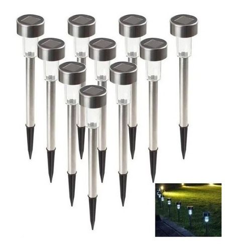 Set 10 Focos Faroles Leds Solares Para Jardin Iluminación