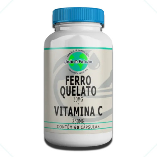 Ferro Quelato 30mg + Vitamina C 250mg - 60 Cápsulas Sabor Sem Sabor