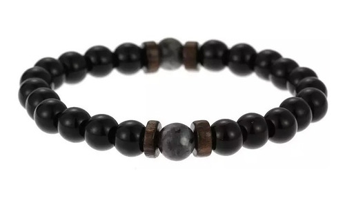 Pulsera De Piedras Volcanicas Negro Mate J42/2