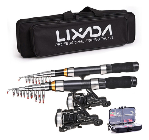 Spinning Rod Combo Lixada Hooks, Bolsa De Pesca Telescópica