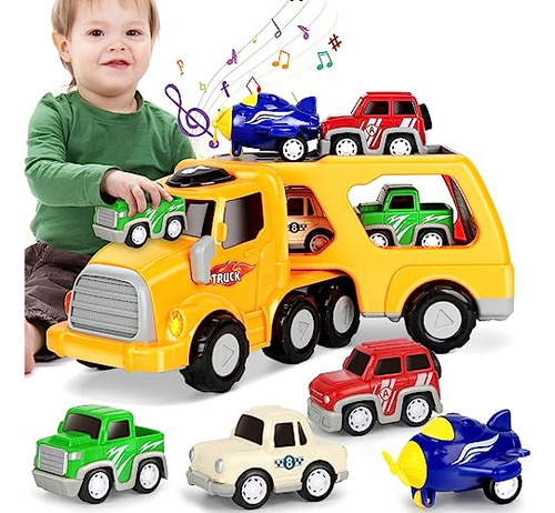 5-in-1 Transport Vehicles Toys For Toddler With Light &...