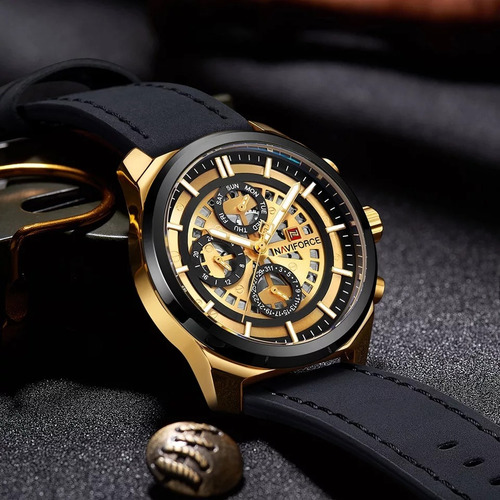 Relógio Masculino Naviforce Cronógrafo Pulseira Couro