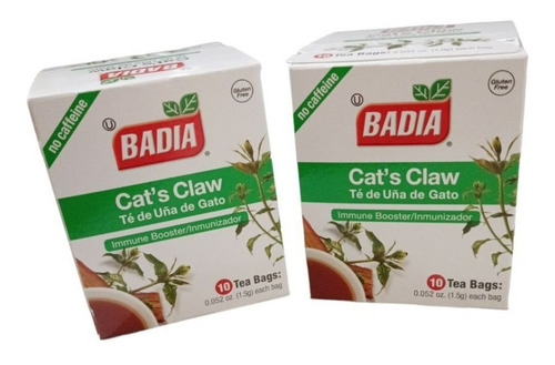 10 Cajas De Té De Uña De Gato Badia 10 Sobres C/u.