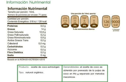Aceite De Coco Extra Virgen Enature En Frasco 420 Ml