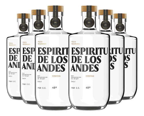 6 Piscos Espiritu De Los Andes (700ml 40%)