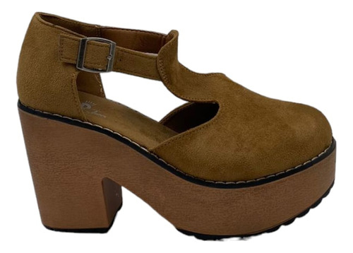 Zapato Café Plataforma Gamuza Mujer A179-16014