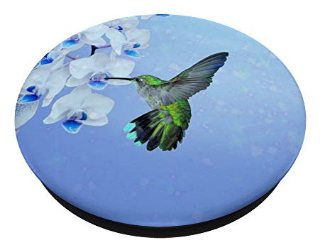 Soporte Para Celular Pop Up, Diseño Flor Colibrí Azul Cielo
