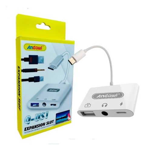 Adaptador Tipo C A Auxiliar 3.5mm + Tipo C + Usb