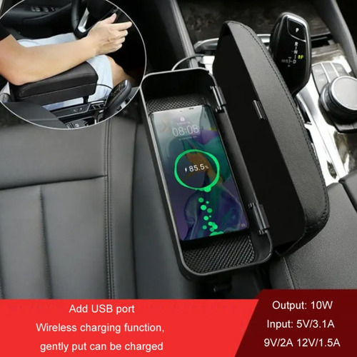 Reposabrazos Con Carga Inalámbrica Para Coche, Caja De Almac