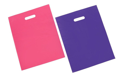 100 Bolsas 12x15 Plastico Color Rosa Y Morado Brillante P